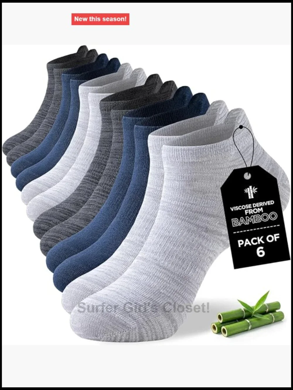 6 Pairs Bamboo Rayon Ankle Socks Men's Low Cut Breathable